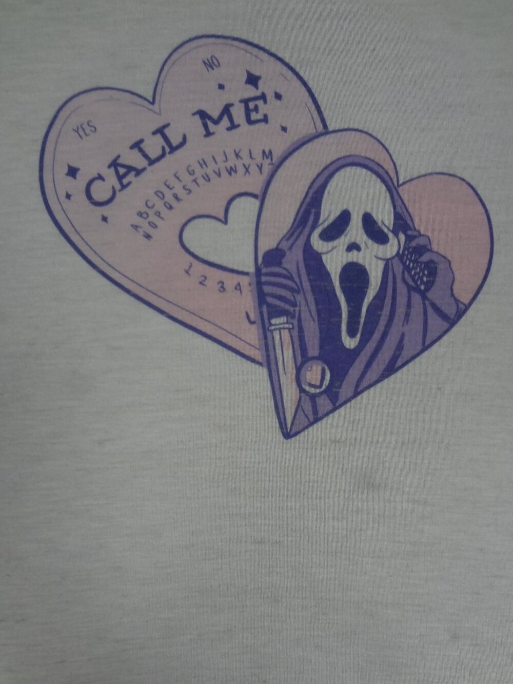 SCREAM GHOSTFACE CALL ME OUIJA BOARD HEART VALENTINE WHITE SMALL T-SHIRT M8